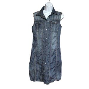 Carreli Jeans Lightweight Denim Sleeveless Snap Front Cotton Dress Size 8